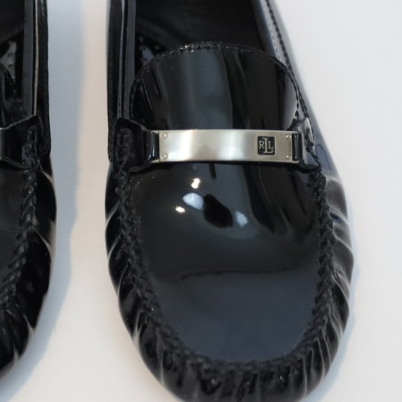 RALPH LAUREN Size 7 Black Patent Leather Loafers flats New without tags - Picture 6 of 13